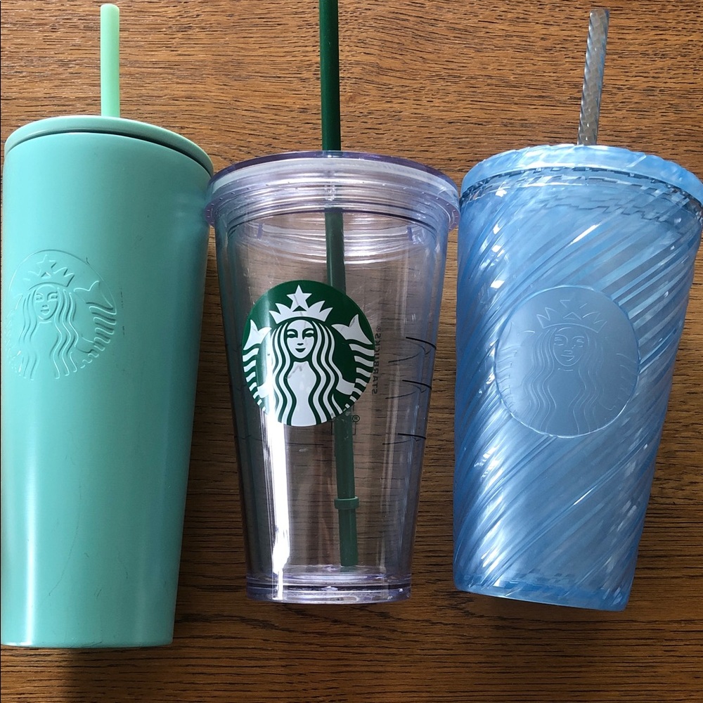 Starbucks Mint Green, Clear, and Light Blue Reusable Cold Cup Set